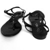 Sandales plates en cuir verni noir CHANEL T39