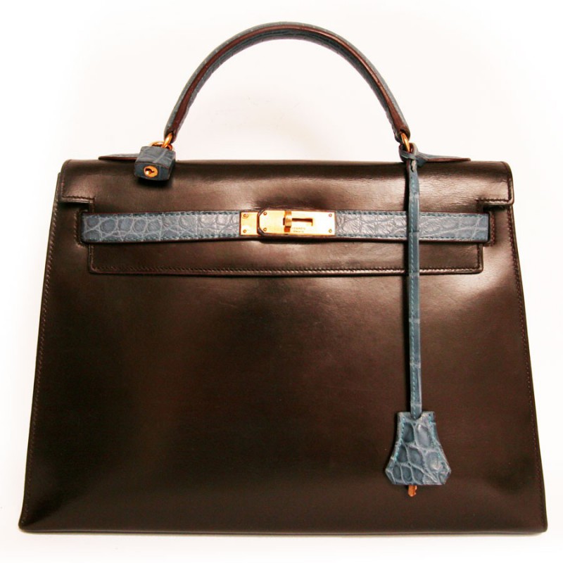 Vintage HERMES Paris Kelly Sellier 32 Brown Leather Women's Bag