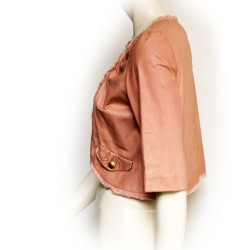 Veste en cuir rose pale MAURIZIO PECORARO Taille 42