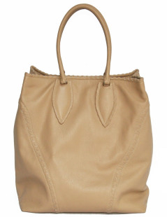 Grand sac cabas beige cuir grainé ALAIA 