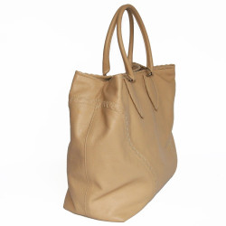 Grand sac cabas beige cuir grainé ALAIA 