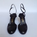 CHANEL T37.5 Black patent leather pumps