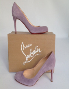 Escarpins en daim violet CHRISTIAN LOUBOUTIN T37,5