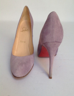 Escarpins en daim violet CHRISTIAN LOUBOUTIN T37,5