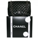 Sac CHANEL Jumbo cuir d'agneau lisse noir