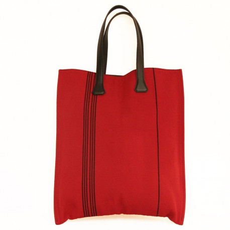 Cabas toile rouge HERMES