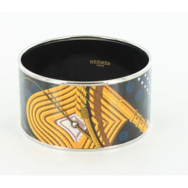 Extra large HERMES bracelet "Click Clack polka Palladium"