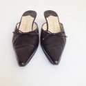 Mules CHANEL T 39.5 en cuir d'agneau noir