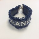 Bracelet tissu bleu et argent CHANEL