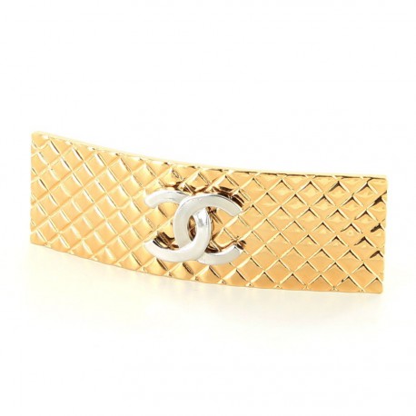 Barrette à cheveux CHANEL matelassée métal palladié