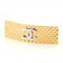 For CHANEL quilted gold metal and "CC" silver hair Barrette