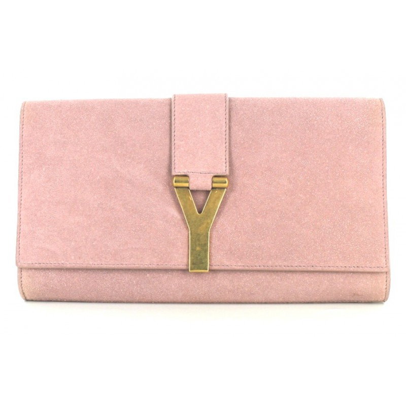 Yves Saint Laurent Clutch Bag Pink YSL Logo Wallet Pouch