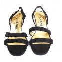 CHANEL T 36 black heeled sandals