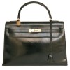 Sac kELLY 32 HERMES en cuir box noir 