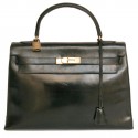 Kelly 32 HERMES en cuir box noir vintage