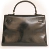 Sac kELLY 32 HERMES en cuir box noir 