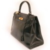 Sac kELLY 32 HERMES en cuir box noir 