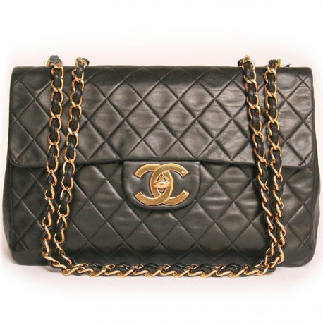 Maxi jumbo CHANEL matelassé noir vintage