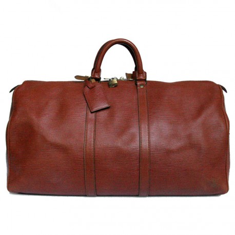 Brown LOUIS VUITTON epi leather keepall bag