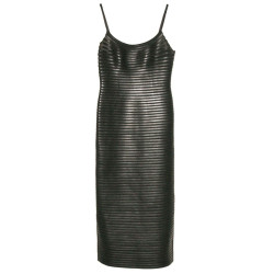 Robe longue JITROIS en cuir noir