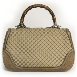 Sac Bamboo GUCCI GM en toile et crocodile