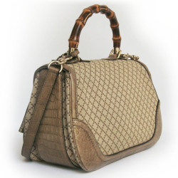 Sac Bamboo GUCCI GM en toile et crocodile