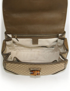 Sac Bamboo GUCCI GM en toile et crocodile