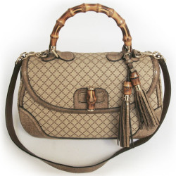 GUCCI 'Bamboo' model bag in canvas and crocodile