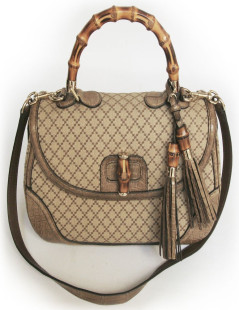 Sac Bamboo GUCCI GM en toile et crocodile