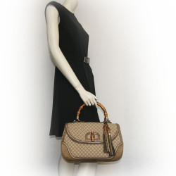 Sac Bamboo GUCCI GM en toile et crocodile