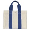 Sac HERMES en toile bicolore beige et bleu 