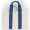 Sac HERMES en toile bicolore beige et bleu 