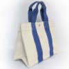 Sac HERMES en toile bicolore beige et bleu 