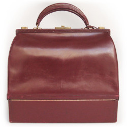 Sac mallette HERMES en box rouge H vintage