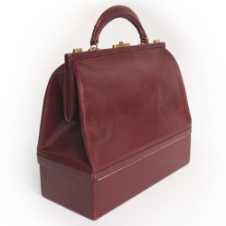 Sac  mallette HERMES  en box rouge H vintage