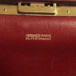 Sac  mallette HERMES  en box rouge H vintage