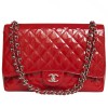 Sac maxi jumbo CHANEL cuir verni rouge