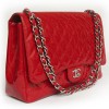 Sac maxi jumbo CHANEL cuir verni rouge