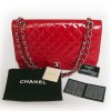 Sac maxi jumbo CHANEL cuir verni rouge