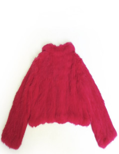 Veste YVES SALOMON en lapin rose fuschia T42