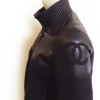 Blouson CHANEL cuir et laine noir