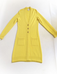 Gilet long CHANEL  T 42 cachemire jaune