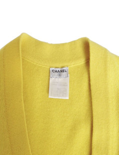 Gilet long CHANEL  T 42 cachemire jaune