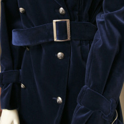 Manteau CHANEL en coton bleu marine T42