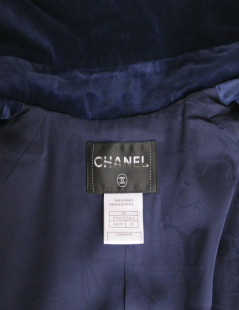 Manteau CHANEL en coton bleu marine T42