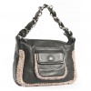 Sac CHANEL en cuir noir et tweed