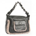 CHANEL bag in black leather and tweed