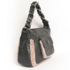 Sac CHANEL en cuir noir et tweed