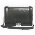 "Boy" CHANEL smooth leather black bag