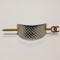 Barrette à pic CHANEL matelassée bicolore palladium et doré